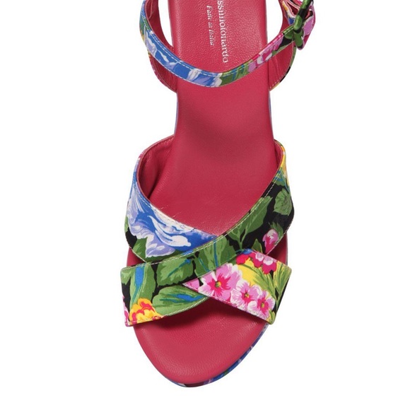 Massimo Lonardo Floral Silk Satin Platforn Sandals - Picture 4 of 10